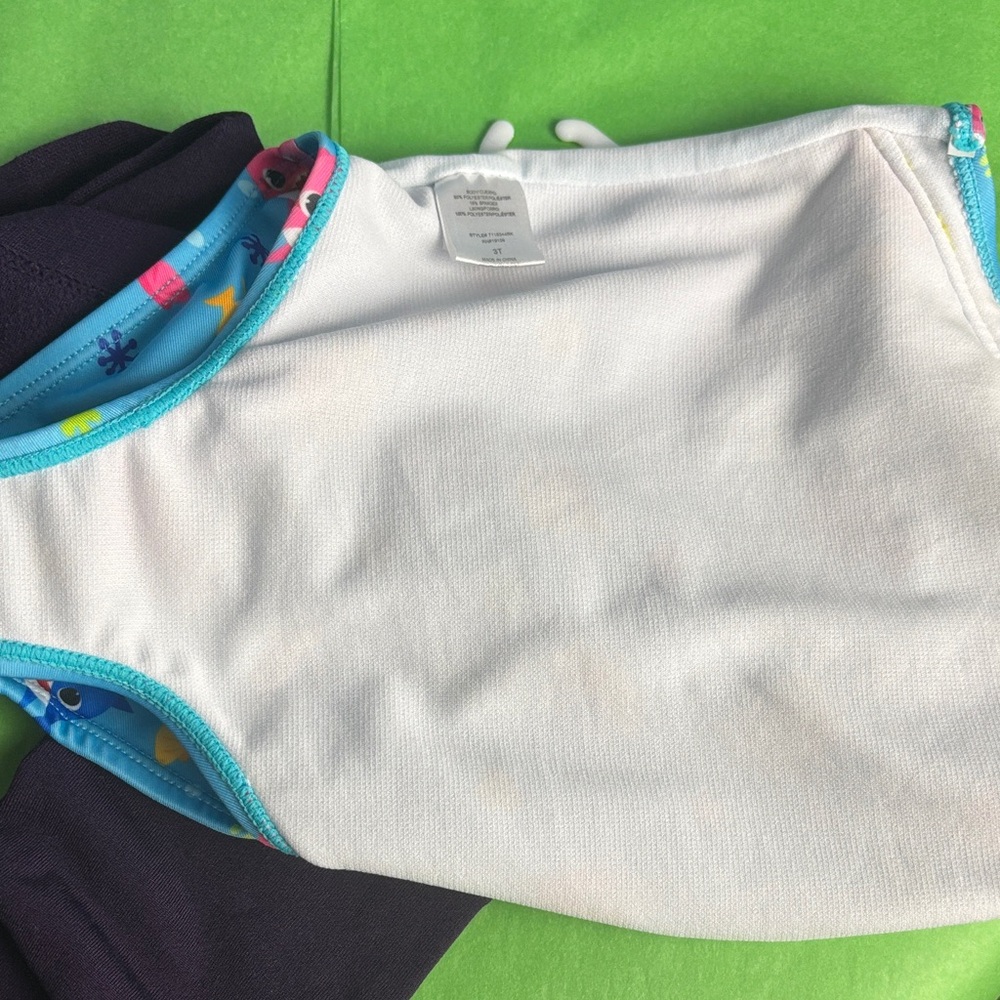 3T Baby Shark Swimsuit with Yellow Ruffle - Picture 5 of 5
